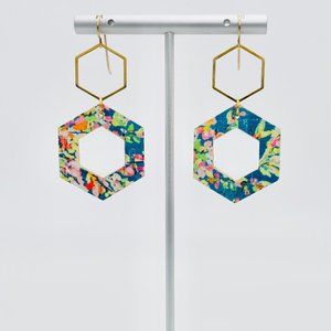 Floral Hexagon Earrings